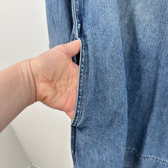 Madewell Denim Chambray V Neck Utility Dress Shirt Dress Blue Size XS NWT Boho - Picture 7 of 11